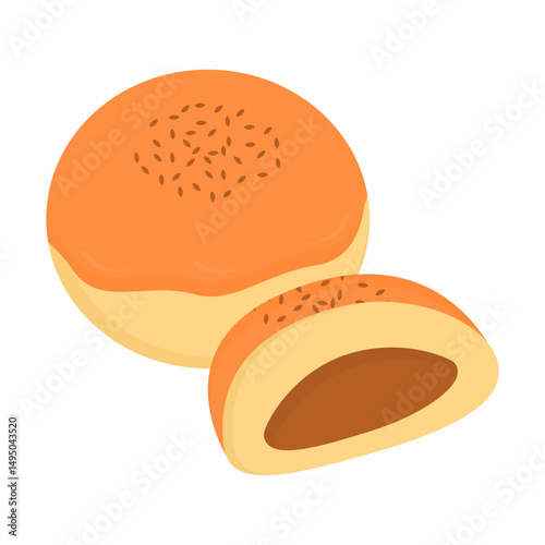 Sweet Anpan Bun with Red Bean Filling