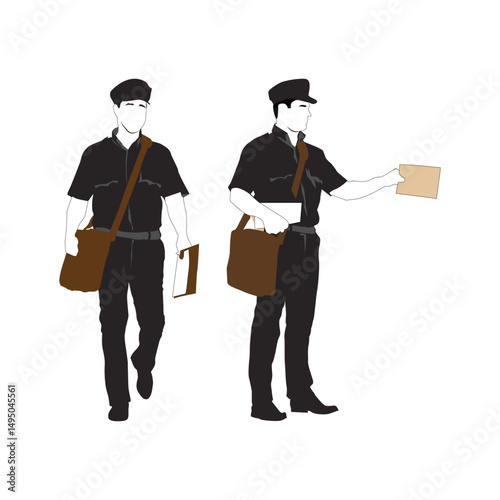 Postman, Mailman Post office illustation on white background Vol 03