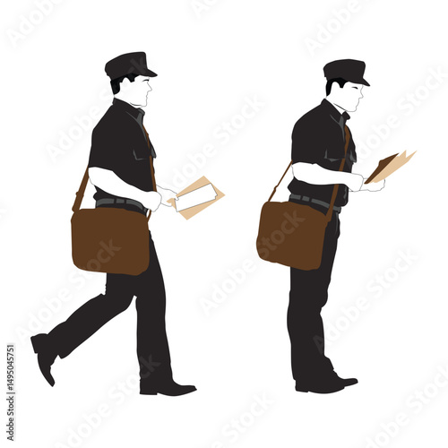 Postman, Mailman Post office illustation on white background Vol 01