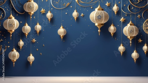Enchanting Arabian Lanterns Hanging from a Tree at Night, baxkground
