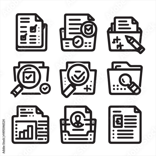 Veterinary icon set. Contains such icons as pets, medical history, health care, vet, vaccines, test, dental care, antiparasitic, diagnosis, x ray, veterinary clinic and more. Vector illustration