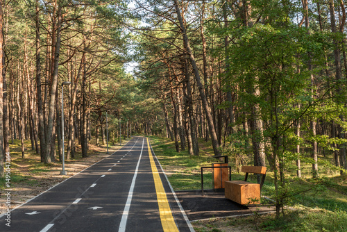 Newly paved bike and pedestrian pathway in Juodkrante, Lithuania