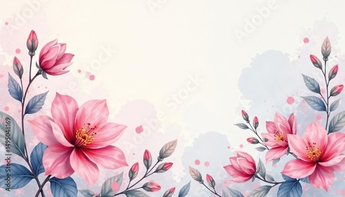 Abstract watercolor floral design, soft pastel hues , brushstrokes, romantic