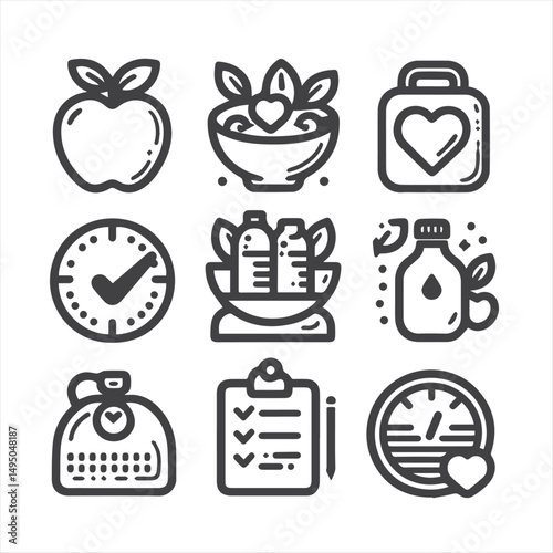 Veterinary icon set. Contains such icons as pets, medical history, health care, vet, vaccines, test, dental care, antiparasitic, diagnosis, x ray, veterinary clinic and more. Vector illustration