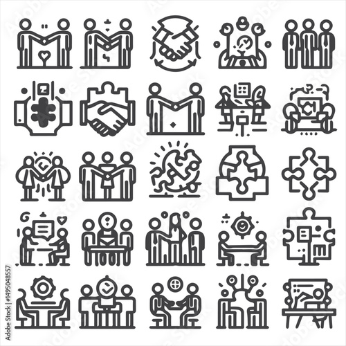 Human Resources icon set. Business related line icons: HR, recruitment, employment, office, management, business people, teamwork, resume, career and more. Editable stroke. Vector illustration