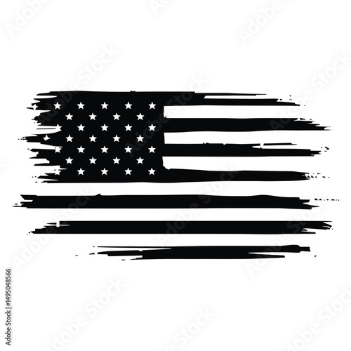 Thin Blue Line American Flag Grunge Vector