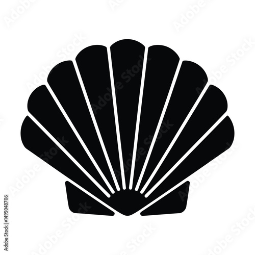 Scallop Seashell Silhouette Vector Icon