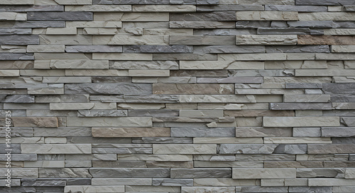 Stacked Stone Wall Texture Grey and Beige Natural Stone Veneer Background