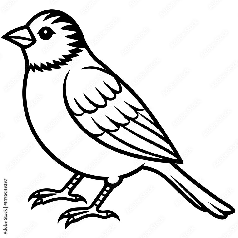 Obraz premium Enchanted Sparrow line art vector