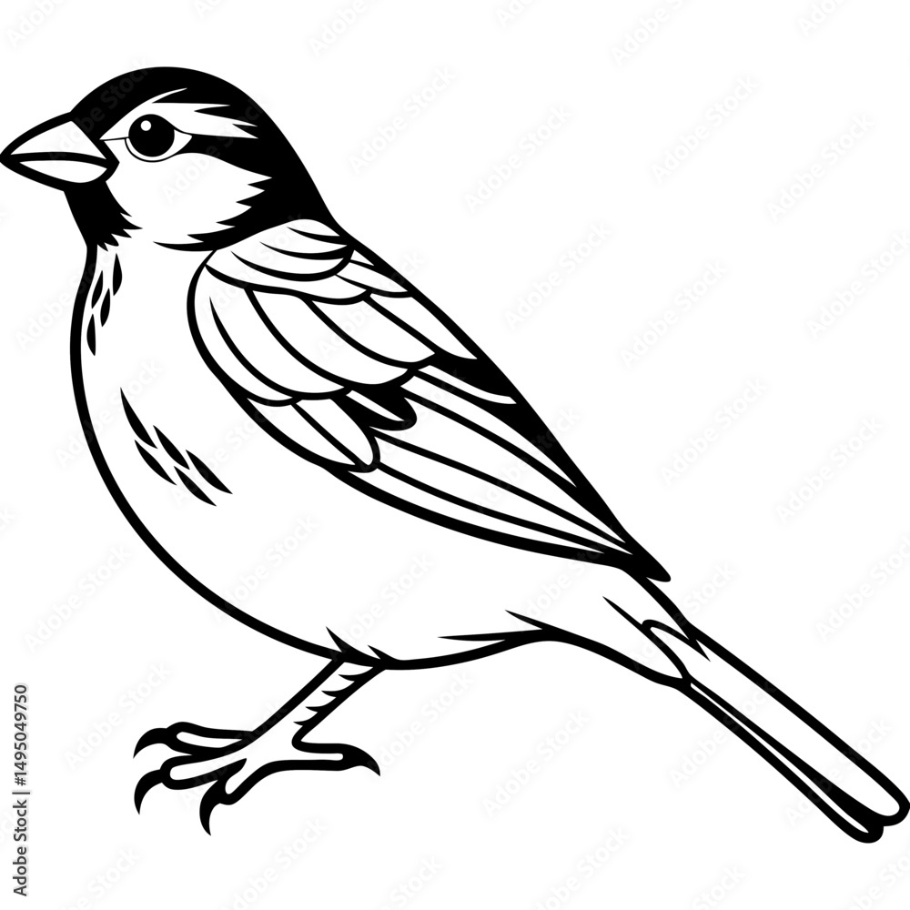 Fototapeta premium Enchanted Sparrow line art vector