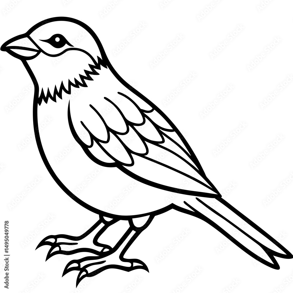 Fototapeta premium Enchanted Sparrow line art vector