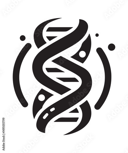Dna Flat genetic icon vector flat black trendy style vector on white background.