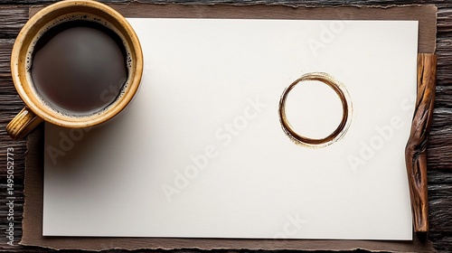 Coffee cup and stain on paper