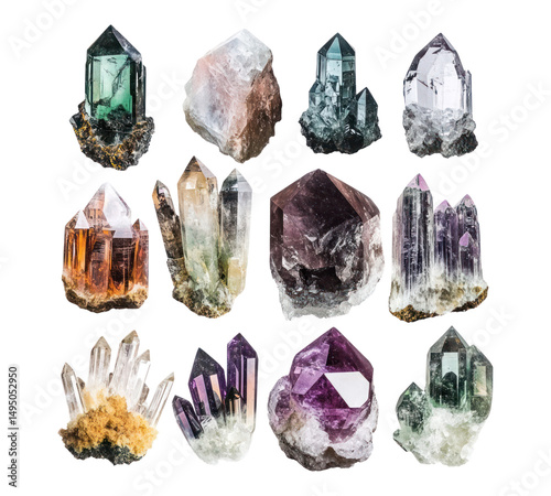 Collection of Crystals on transparent background