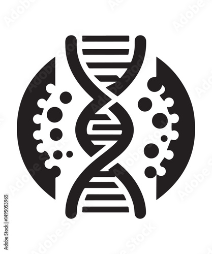 Dna Flat genetic icon vector flat black trendy style vector on white background.