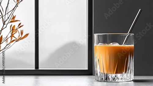 Cold coffee drink in glass tumbler