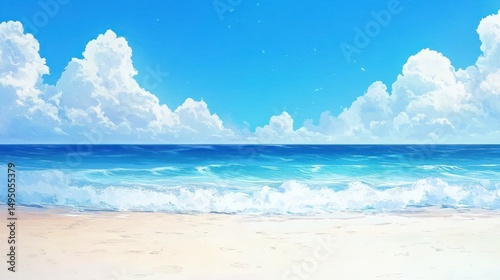 Wallpaper Mural Whimsical beach scene, sunny skies, soft waves Torontodigital.ca