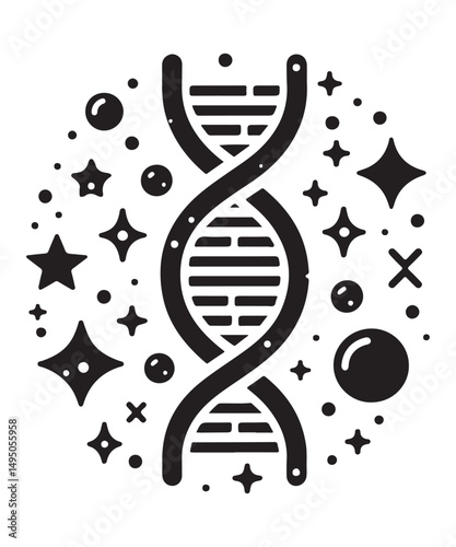 Dna Flat genetic icon vector flat black trendy style vector on white background.