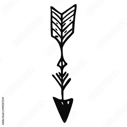 Stylized Arrow Icon featuring Intricate Detailing in the Fletching and Sharp Tip Design