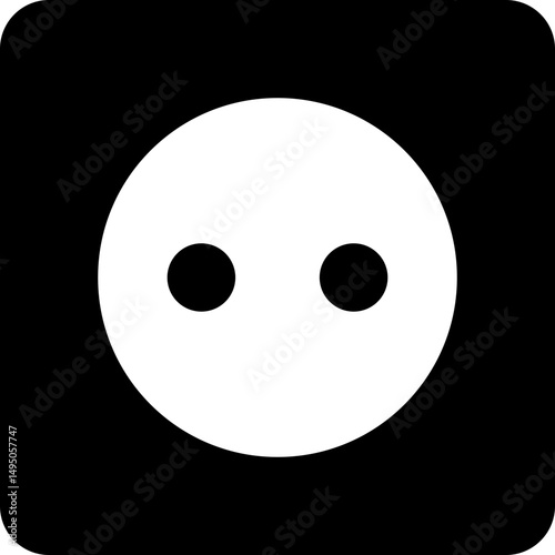 Minimalist black and white graphic of a power outlet. Symbolizes energy, connection, electricity, and technology. Useful for web design, presentations, or print material.