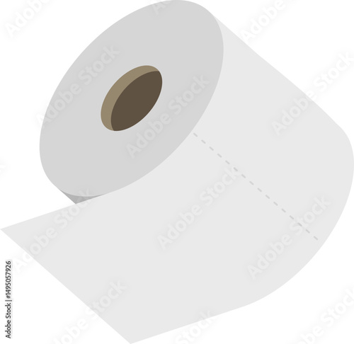 A minimalist illustration of a toilet paper roll against a vibrant blue backdrop.  Perfect for hygiene, cleanliness, or bathroomrelated designs.