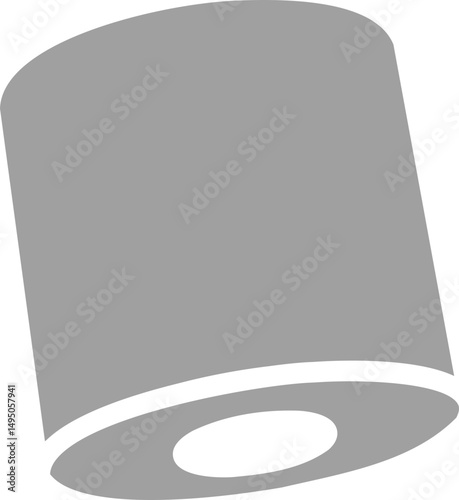 Sleek, minimalist grayscale illustration of a cylindrical object, possibly representing a container, a battery, or an abstract concept.
