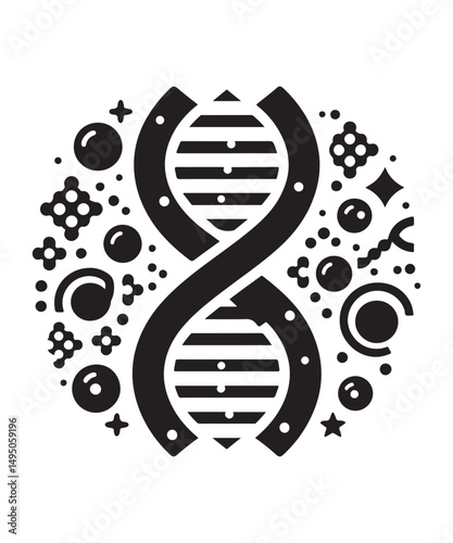 Dna Flat genetic icon vector flat black trendy style vector on white background.