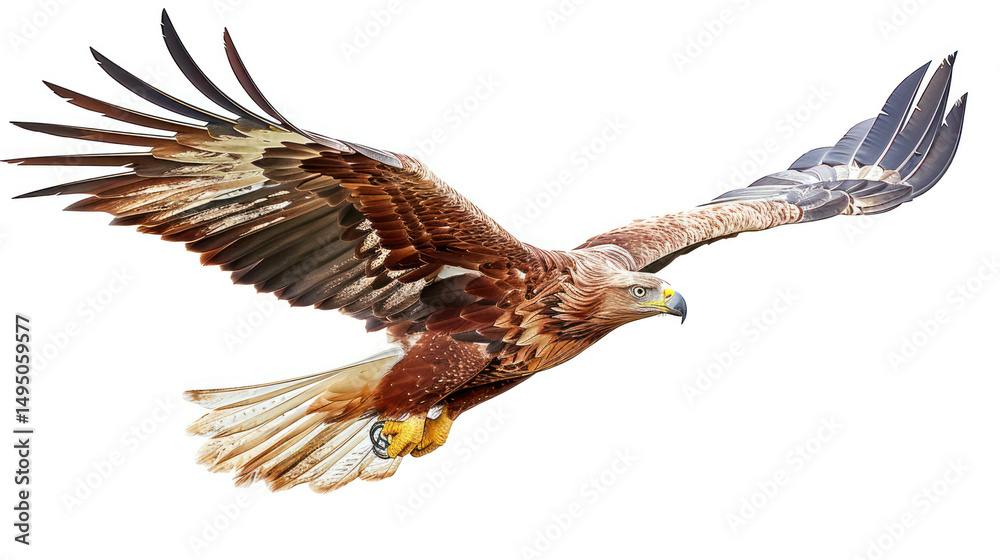 Fototapeta premium Majestic Golden Eagle in Full Flight with Outstretched Wings Against a Clear Background