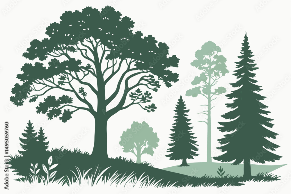 Obraz premium Pine Fir Forest Conifer Coniferous Tree Silhouette
