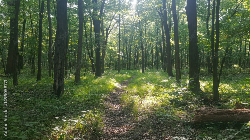Obraz premium Forest Path in Sunlight