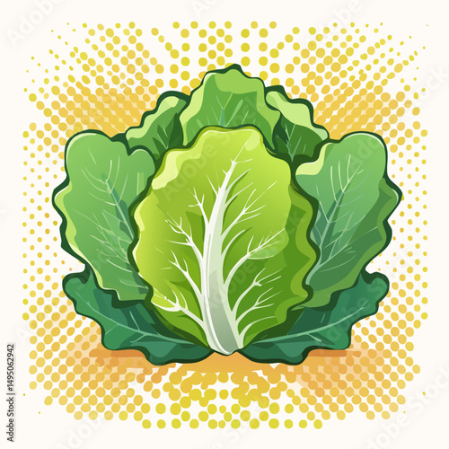 Fresh Green Lettuce Simple Vector Illustration – Organic Vegetable Clip Art for Healthy Food and Farm Design