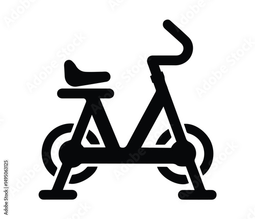 Exercise Bike Silhouette Vector Indoor Cycling Fitness Equipment Icon