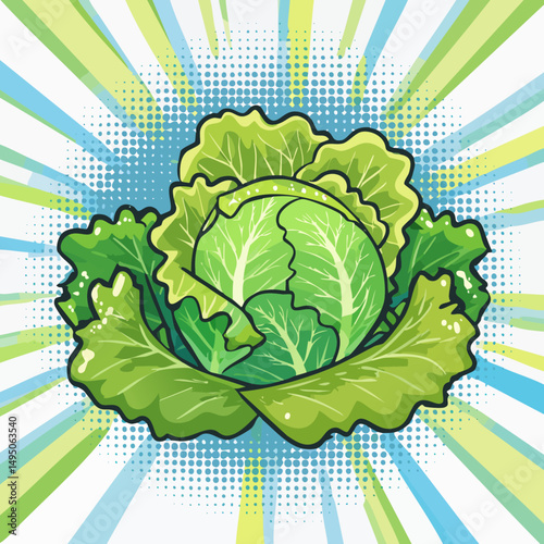 Fresh Green Lettuce Simple Vector Illustration – Organic Vegetable Clip Art for Healthy Food and Farm Design