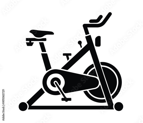 Exercise Bike Silhouette Vector Indoor Cycling Fitness Equipment Icon