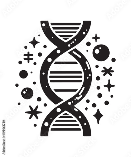 Dna Flat genetic icon vector flat black trendy style vector on white background.