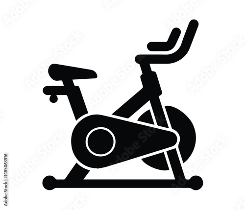 Exercise Bike Silhouette Vector Indoor Cycling Fitness Equipment Icon