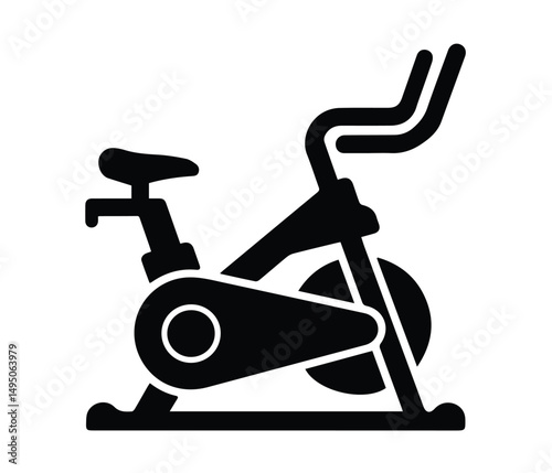 Exercise Bike Silhouette Vector Indoor Cycling Fitness Equipment Icon