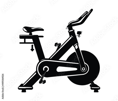 Exercise Bike Silhouette Vector Indoor Cycling Fitness Equipment Icon