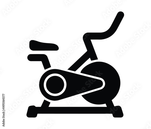Exercise Bike Silhouette Vector Indoor Cycling Fitness Equipment Icon