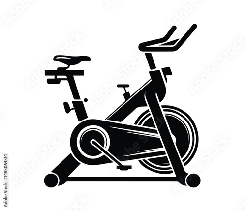 Exercise Bike Silhouette Vector Indoor Cycling Fitness Equipment Icon