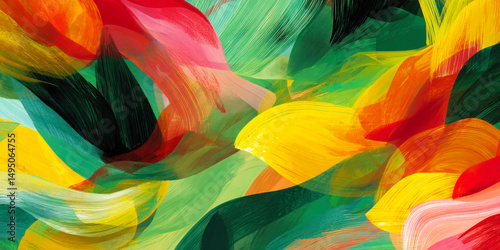 Abstract illustration showcases dynamic brush strokes in vivid colors, representing cultural heritage and celebration, evoking feelings of unity and joy during important events