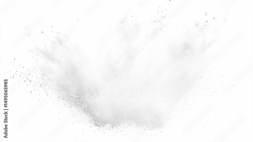 Fototapeta premium Bright white paint color powder explosion. Gray powder explosion with dark colors isolated white background.