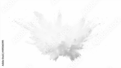Vector white paint color powder festival explosion burst isolated white background. Abstract explosion white background.	
