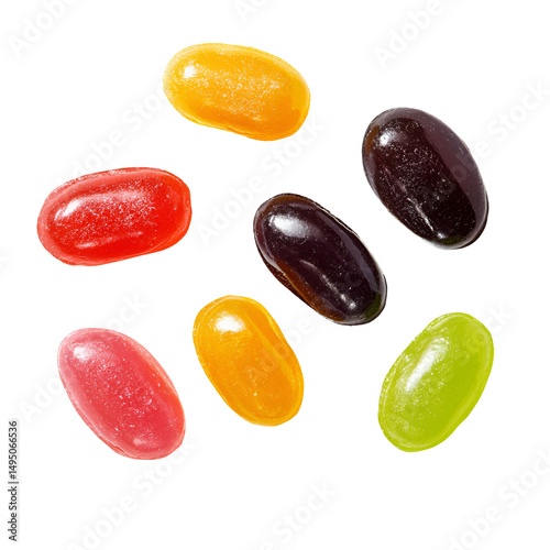 Colorful oval candies falling on black background Sweet treats candy sweets