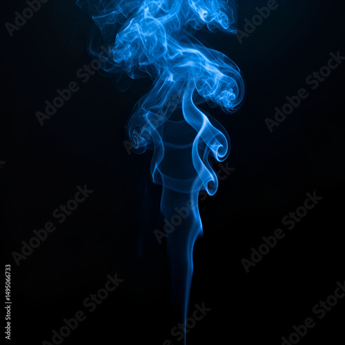 Wallpaper Mural Abstract blue smoke swirls against a black background. Dynamic smoke formations with a vibrant blue hue. Abstract art photo suitable for various uses. Torontodigital.ca