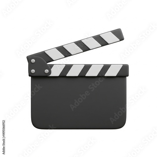 film slate on white background. 3D illustration, cartoon