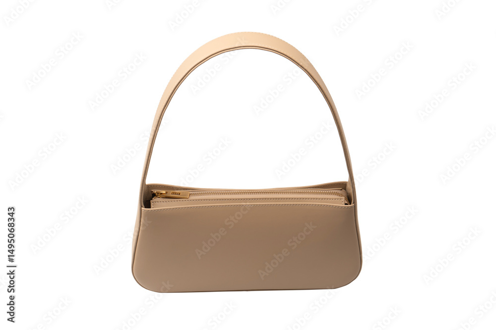 Beige women leather bag isolated on white background. Beige women leather bag isolated on white background.