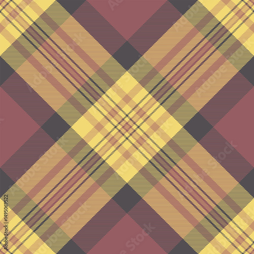 Stylish diagonal plaid pattern in warm autumnal tones. Perfect for textile design, fashion, apparel, home decor, and website backgrounds.
