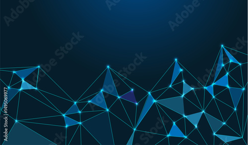 Low Poly Background on Dark Blue Gradient – Modern, Geometric, and Minimalist Abstract Design for Digital Art, 3D Modeling, Wallpapers, and Futuristic Graphics	