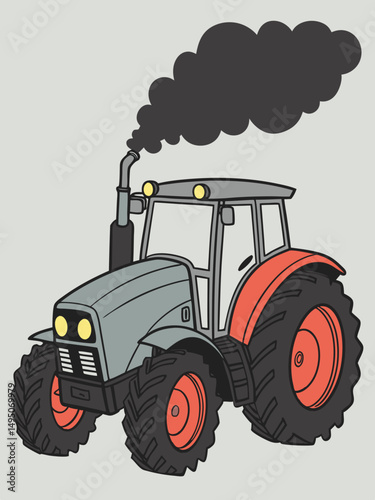 Red and green farm tractors isolated on white background for agriculture and machinery use